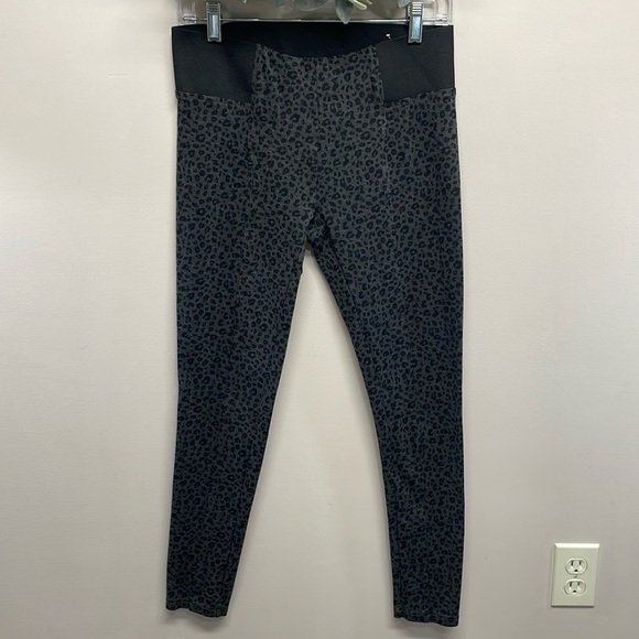 Loft Leopard Animal Print Ponte Mid Rise Leggings Wide Elastic Waistband S - Picture 1 of 13